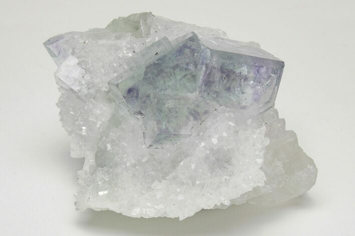 Glass-Clear, Purple & Green Cubic Fluorite Cluster - China #205580